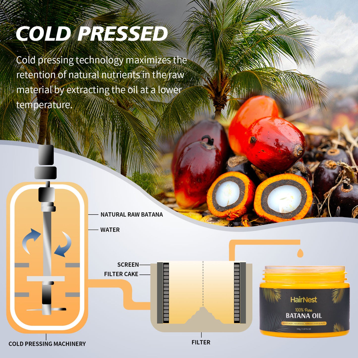 150g Premium Batana Oil – Cold Pressed Organic Hair Growth Oil from Honduras